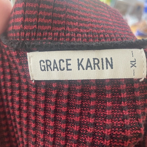 Knitted red wine pencil skirt - Picture 6 of 6